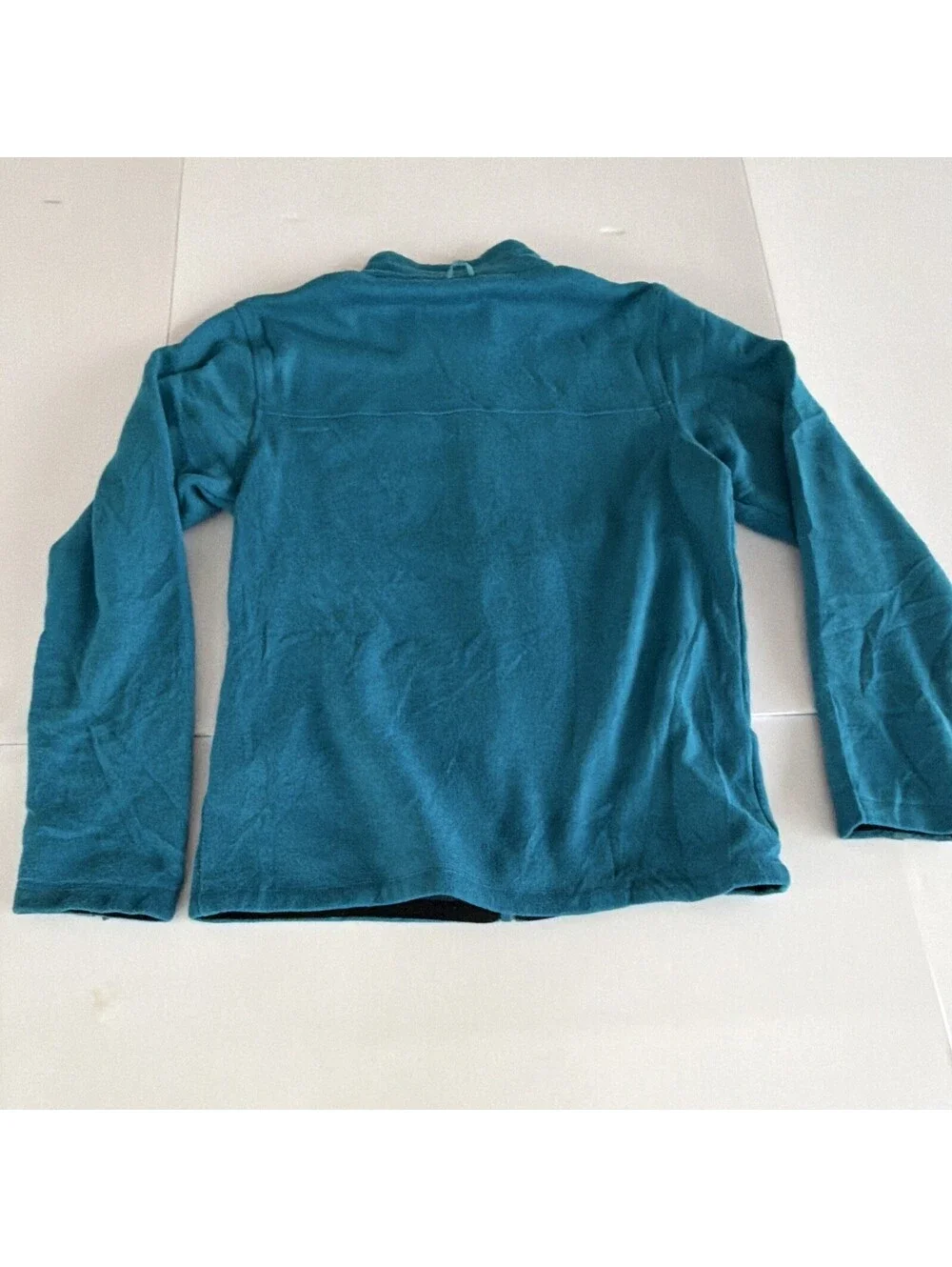 The North Face Men's Blue Solid Full Zip Logo Fleece Jacket Pockets Size S